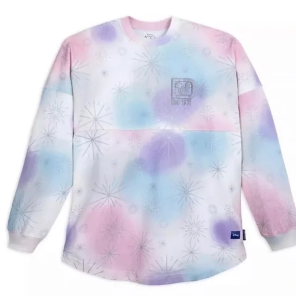 Disney Parks 100 Anniversary Spirit Jersey Glitter Logo Sweatshirt Long Sleeve - Picture 2 of 9